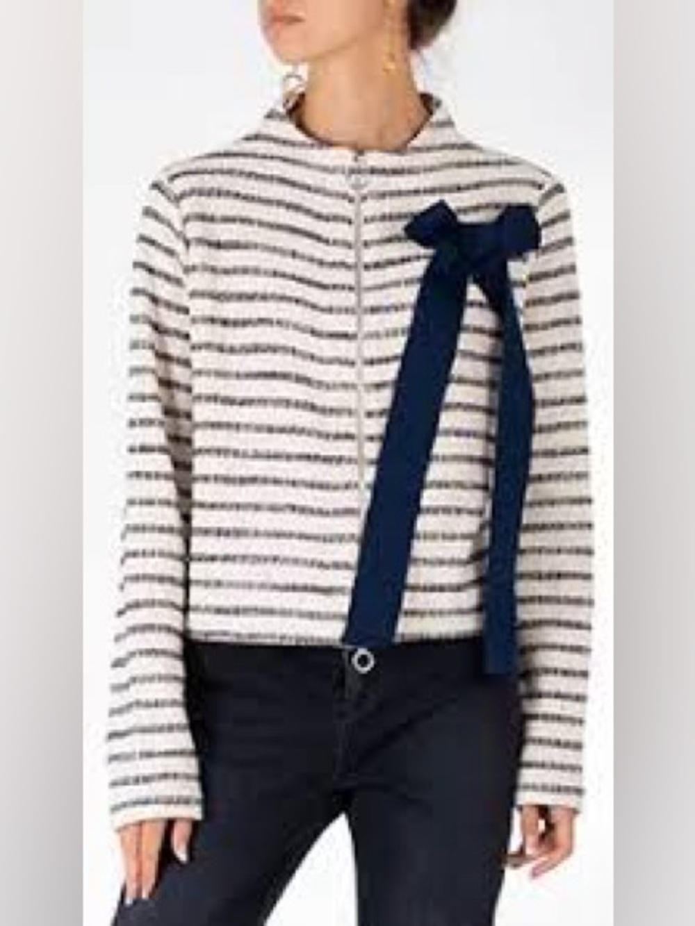 RIANI- Striped vest navy and cream small machine washable